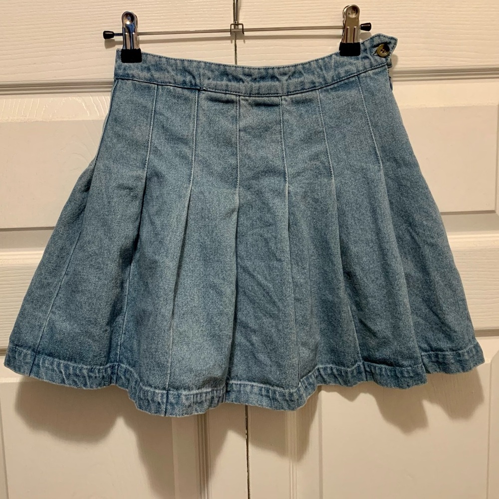 Denim Pleated Skirt